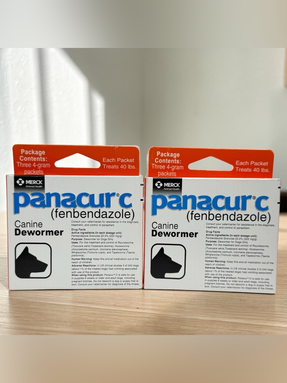 2x Panacur C Canine Dewormer For Dogs Fenbendazole 4g 3 ct (6 ct Total) EXP 6/27